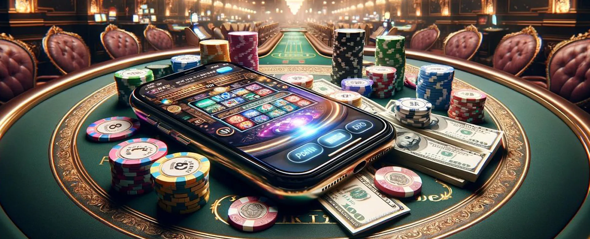 fb777 Poker Table with Chips and Cards